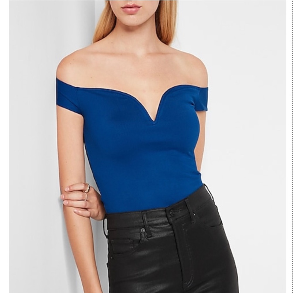 NWT Express Body Contour Ribbed Off The Shoulder Thong Bodysuit XL
